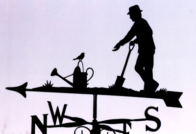 Man Gardener with Robin weathervane